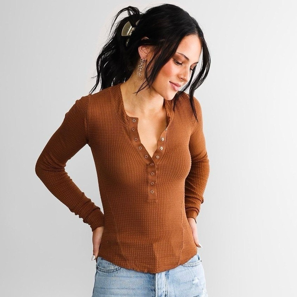 Free People Intimately One Of The Girls Henley Lightweight Brown Large